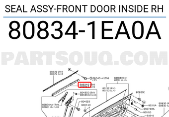 Nissan 808341EA0A SEAL ASSY-FRONT DOOR INSIDE RH