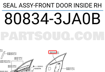 Nissan 808343JA0B SEAL ASSY-FRONT DOOR INSIDE RH