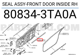 Nissan 808343TA0A SEAL ASSY-FRONT DOOR INSIDE RH