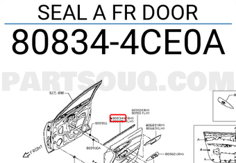 Nissan 808344CE0A SEAL A FR DOOR