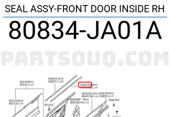 Nissan 80834JA01A SEAL ASSY-FRONT DOOR INSIDE RH