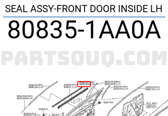 Nissan 808351AA0A SEAL ASSY-FRONT DOOR INSIDE LH