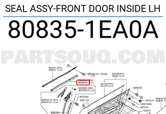 Nissan 808351EA0A SEAL ASSY-FRONT DOOR INSIDE LH