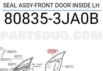 Nissan 808353JA0B SEAL ASSY-FRONT DOOR INSIDE LH