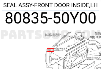 Nissan 8083550Y00 SEAL ASSY-FRONT DOOR INSIDE,LH