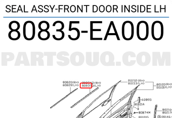 Nissan 80835EA000 SEAL ASSY-FRONT DOOR INSIDE LH