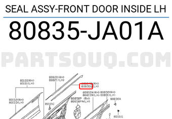 Nissan 80835JA01A SEAL ASSY-FRONT DOOR INSIDE LH