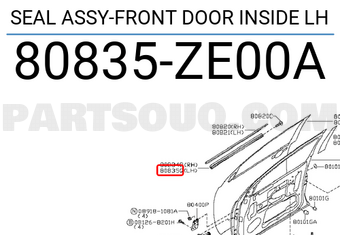 Nissan 80835ZE00A SEAL ASSY-FRONT DOOR INSIDE LH