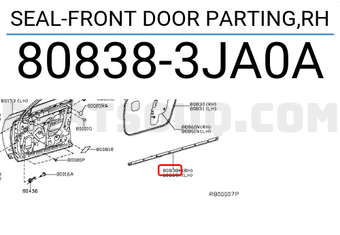 Nissan 808383JA0A SEAL-FRONT DOOR PARTING,RH