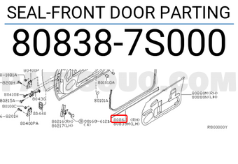 Nissan 808387S000 SEAL-FRONT DOOR PARTING