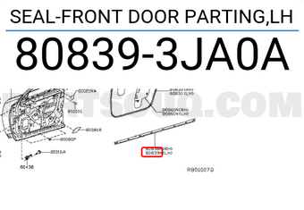 Nissan 808393JA0A SEAL-FRONT DOOR PARTING,LH