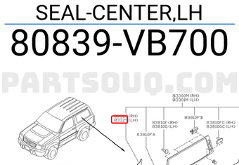 Nissan 80839VB700 SEAL-CENTER,LH
