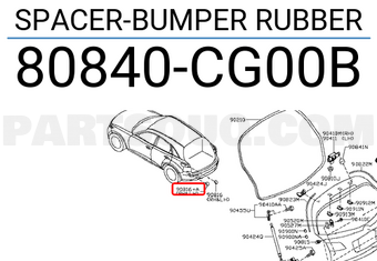 Nissan 80840CG00B SPACER-BUMPER RUBBER