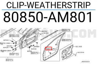 Nissan 80850AM801 CLIP-WEATHERSTRIP