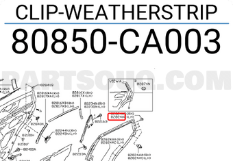 Nissan 80850CA003 CLIP-WEATHERSTRIP