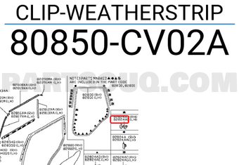 Nissan 80850CV02A CLIP-WEATHERSTRIP