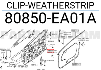 Nissan 80850EA01A CLIP-WEATHERSTRIP