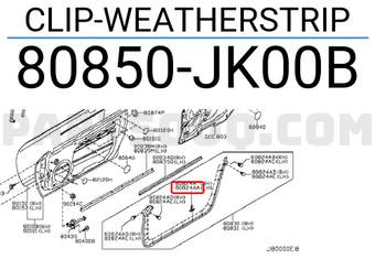 Nissan 80850JK00B CLIP-WEATHERSTRIP