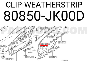 Nissan 80850JK00D CLIP-WEATHERSTRIP
