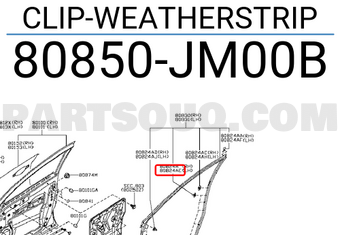 Nissan 80850JM00B CLIP-WEATHERSTRIP