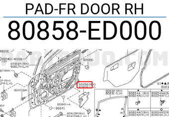 Nissan 80858ED000 PAD-FR DOOR RH