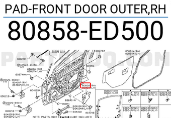 Nissan 80858ED500 PAD-FRONT DOOR OUTER,RH