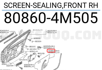 Nissan 808604M505 SCREEN-SEALING,FRONT RH