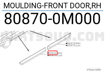 Nissan 808700M000 MOULDING-FRONT DOOR,RH