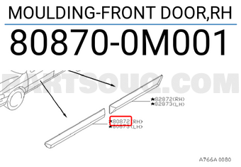 Nissan 808700M001 MOULDING-FRONT DOOR,RH