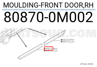 Nissan 808700M002 MOULDING-FRONT DOOR,RH
