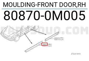 Nissan 808700M005 MOULDING-FRONT DOOR,RH
