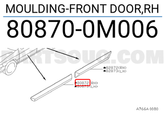Nissan 808700M006 MOULDING-FRONT DOOR,RH