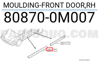 Nissan 808700M007 MOULDING-FRONT DOOR,RH