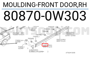Nissan 808700W303 MOULDING-FRONT DOOR,RH