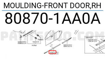 Nissan 808701AA0A MOULDING-FRONT DOOR,RH