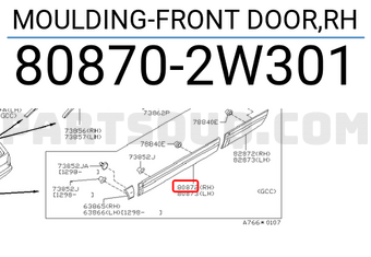 Nissan 808702W301 MOULDING-FRONT DOOR,RH