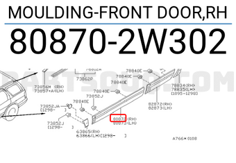 Nissan 808702W302 MOULDING-FRONT DOOR,RH