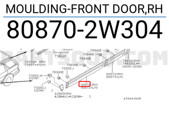 Nissan 808702W304 MOULDING-FRONT DOOR,RH