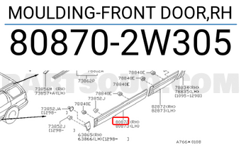 Nissan 808702W305 MOULDING-FRONT DOOR,RH