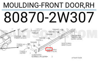 Nissan 808702W307 MOULDING-FRONT DOOR,RH