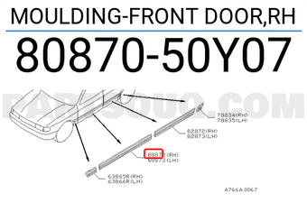 Nissan 8087050Y07 MOULDING-FRONT DOOR,RH