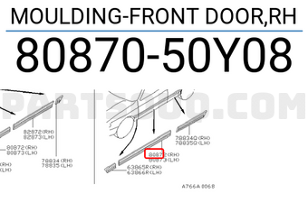Nissan 8087050Y08 MOULDING-FRONT DOOR,RH