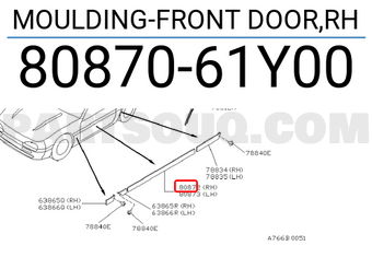 Nissan 8087061Y00 MOULDING-FRONT DOOR,RH