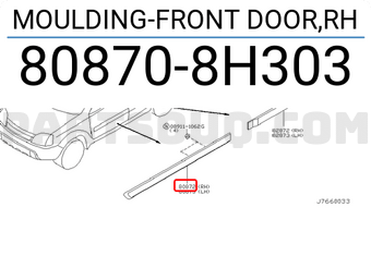 Nissan 808708H303 MOULDING-FRONT DOOR,RH