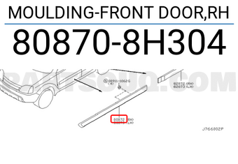 Nissan 808708H304 MOULDING-FRONT DOOR,RH