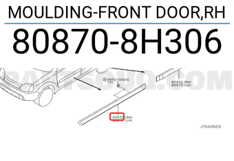 Nissan 808708H306 MOULDING-FRONT DOOR,RH