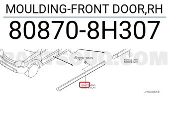 Nissan 808708H307 MOULDING-FRONT DOOR,RH