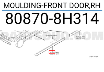 Nissan 808708H314 MOULDING-FRONT DOOR,RH