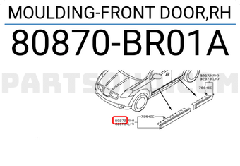 Nissan 80870BR01A MOULDING-FRONT DOOR,RH