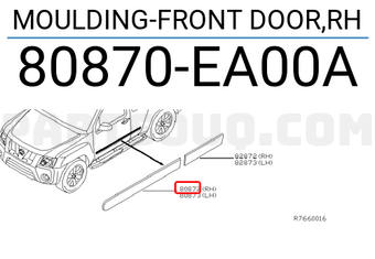 Nissan 80870EA00A MOULDING-FRONT DOOR,RH